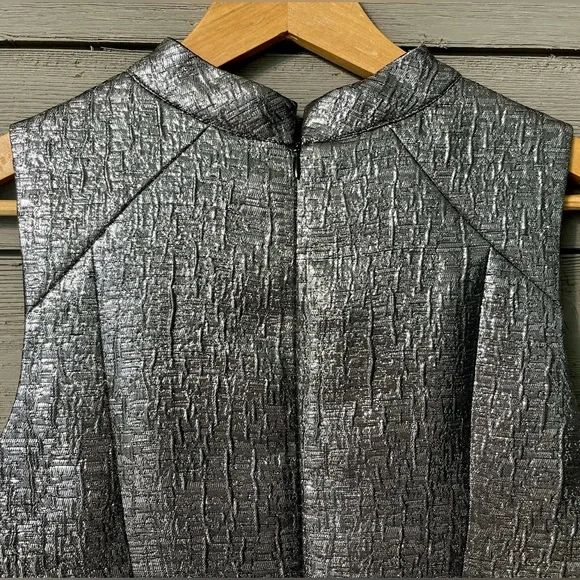 NWT Susana Monaco Silver Chrome Metallic Bodycon Pencil Midi Dress Sz 6 Wedding - Picture 7 of 14